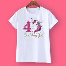 Load image into Gallery viewer, Unicorn Birthday Girls T-Shirt 1-12 Birthday