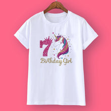 Load image into Gallery viewer, Unicorn Birthday Girls T-Shirt 1-12 Birthday
