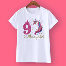 Load image into Gallery viewer, Unicorn Birthday Girls T-Shirt 1-12 Birthday